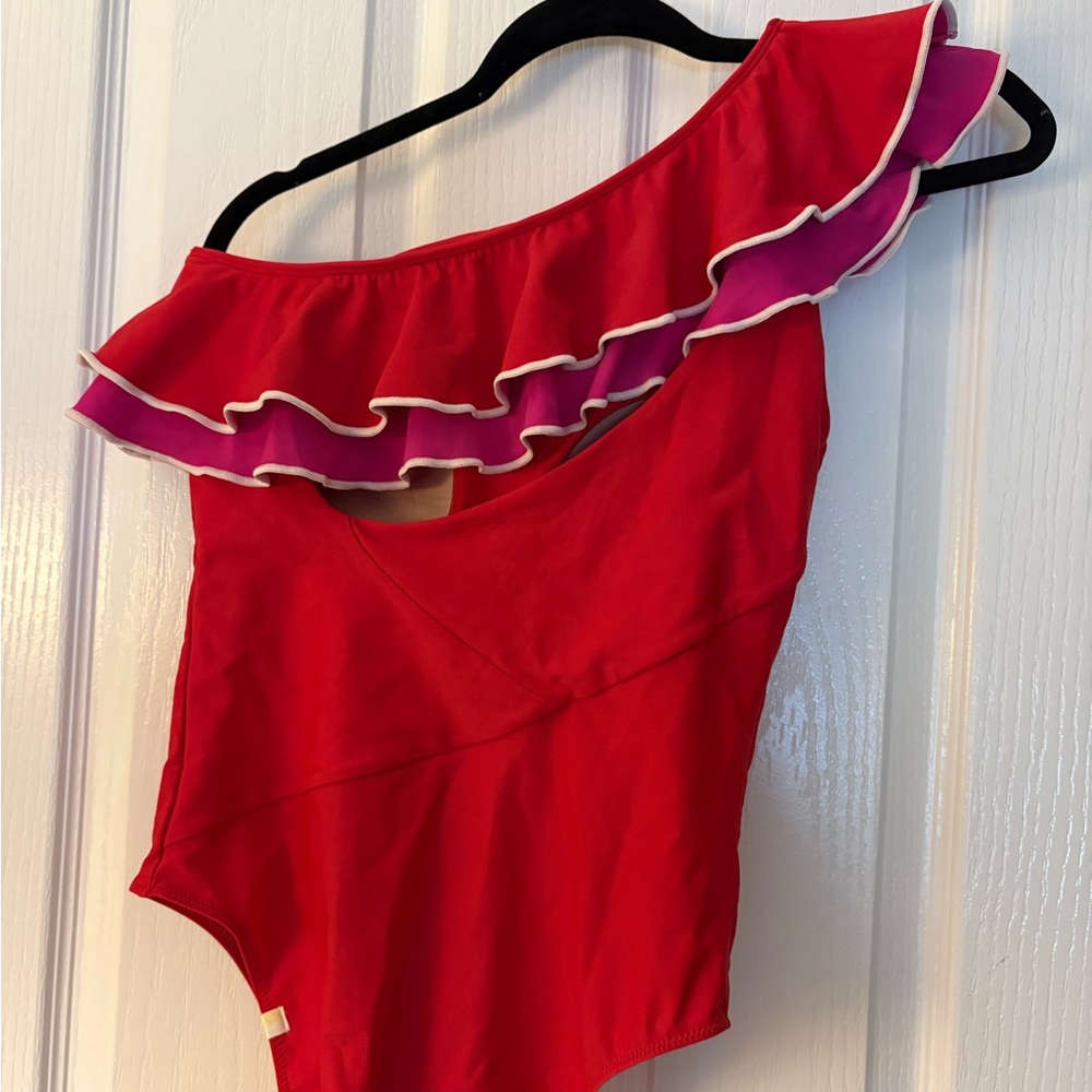 Summersalt Red One-Shoulder Ruffle One Piece - Picture 2 of 2